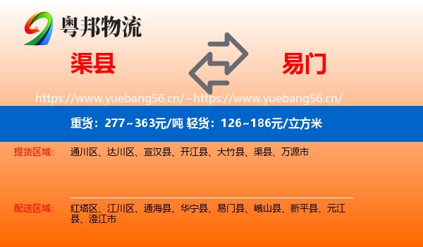 渠县到易门县物流