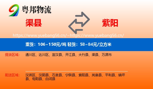 渠县到紫阳县物流