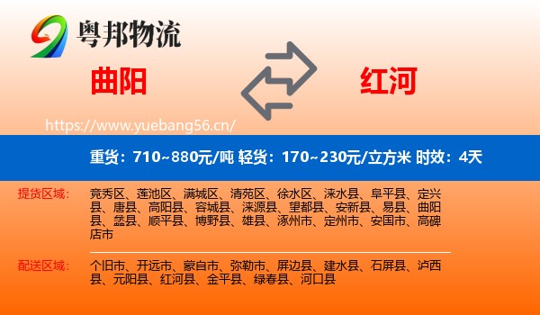 曲阳到红河物流 曲阳到红河物流专线名片