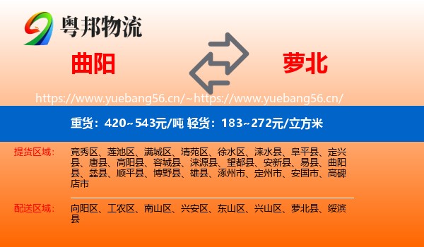 曲阳县到萝北县物流专线