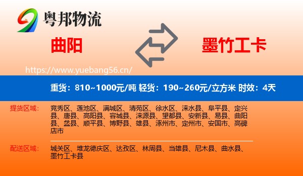 曲阳到墨竹工卡县物流专线名片
