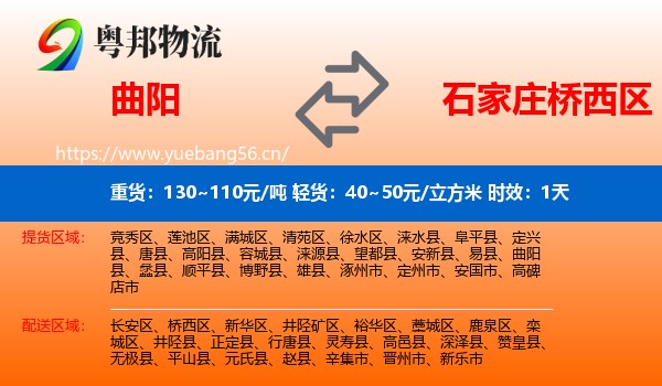 曲阳到桥西区物流专线名片