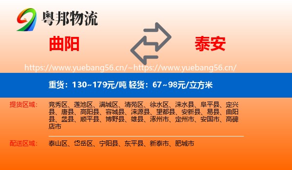 曲阳县到泰安物流专线