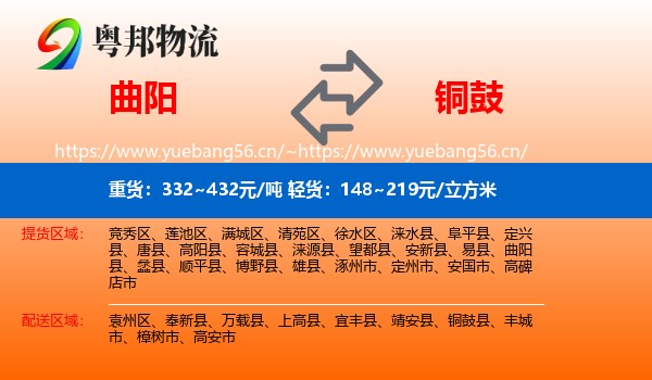 曲阳到铜鼓县物流