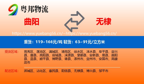曲阳到无棣县物流