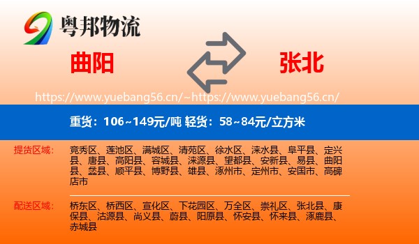 曲阳到张北县物流