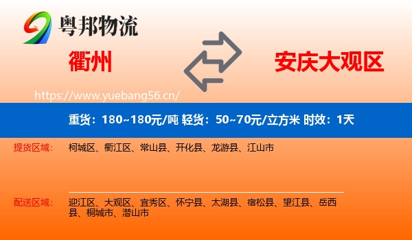 衢州到大观区物流专线名片