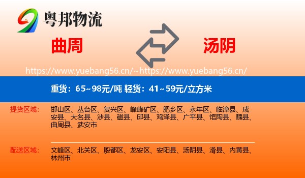 曲周到汤阴县物流