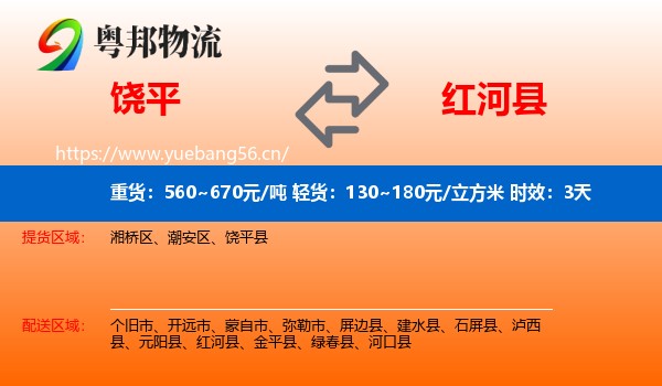 饶平到红河县物流专线名片