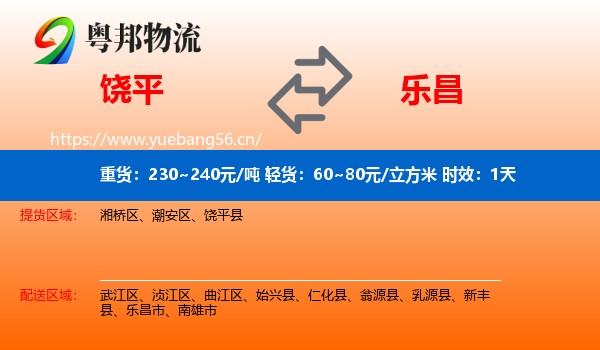 饶平到乐昌市物流专线名片