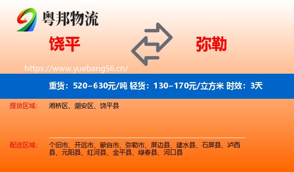 饶平到弥勒市物流专线名片