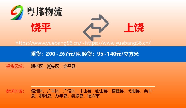 饶平县到上饶物流专线
