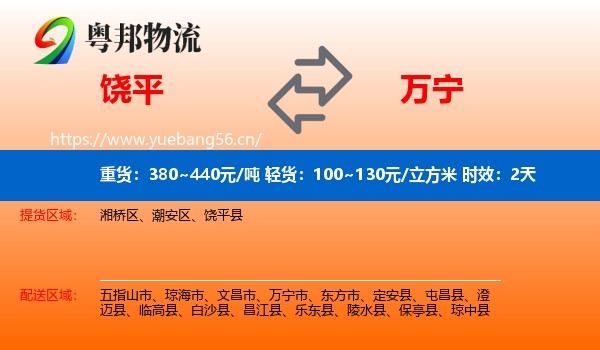 饶平到万宁市物流专线名片