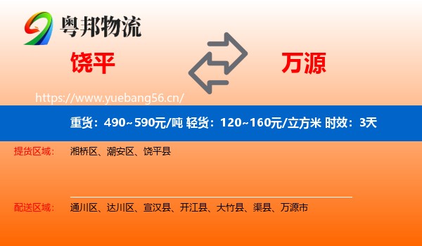 饶平到万源市物流专线名片