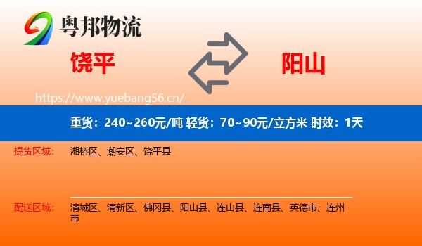 饶平到阳山县物流专线名片