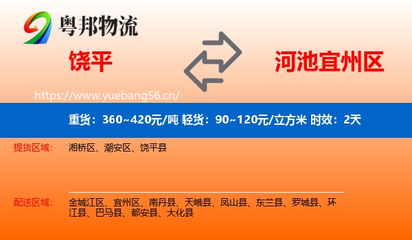 饶平到宜州区物流专线名片