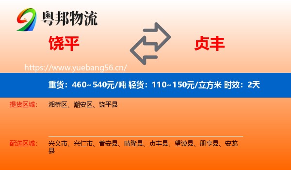 饶平到贞丰县物流专线名片