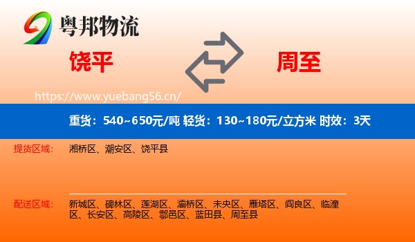 饶平到周至县物流专线名片