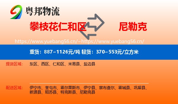 攀枝花仁和区到尼勒克县物流