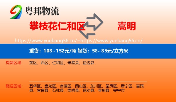攀枝花仁和区到嵩明县物流