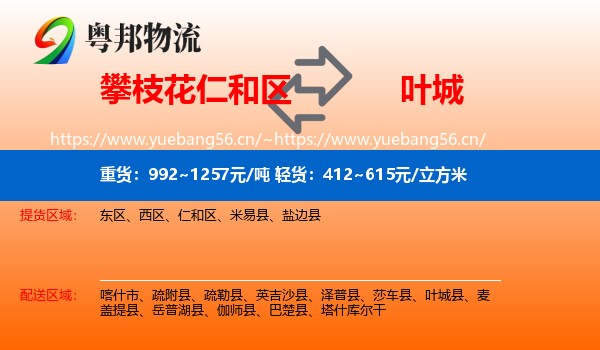 攀枝花仁和区到叶城县物流