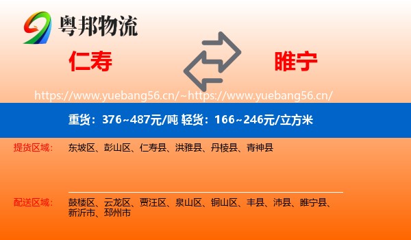 仁寿到睢宁县物流