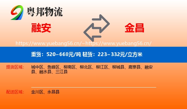融安到金昌物流