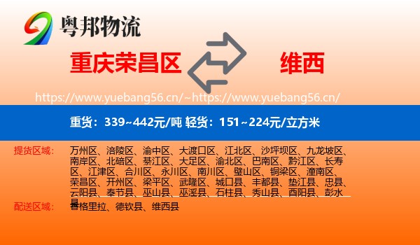 重庆荣昌区到维西县物流