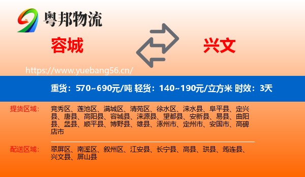 容城到兴文县物流专线名片