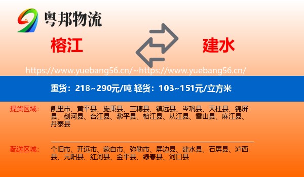 榕江到建水县物流