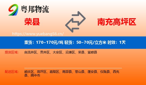 荣县到高坪区物流专线名片