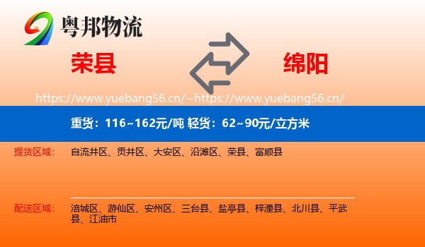 荣县到绵阳物流
