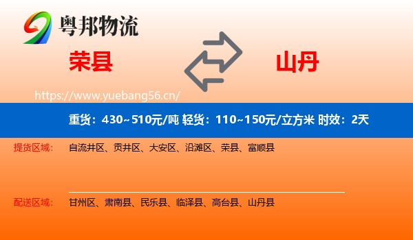 荣县到山丹县物流专线名片