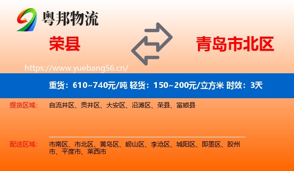 荣县到市北区物流专线名片