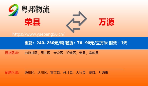 荣县到万源市物流专线名片
