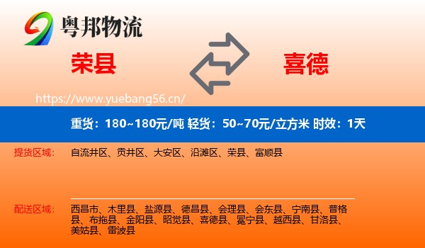 荣县到喜德县物流专线名片