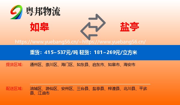 如皋到盐亭县物流
