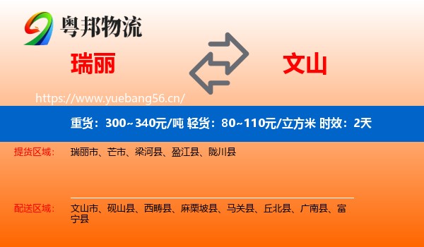 瑞丽到文山物流专线名片