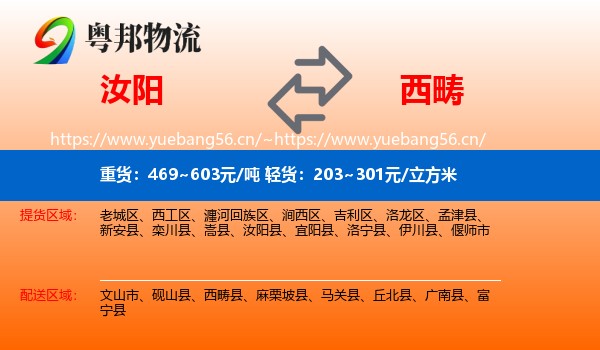 汝阳到西畴县物流