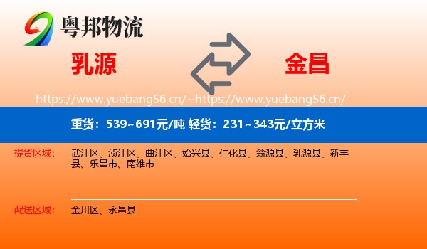 乳源到金昌物流