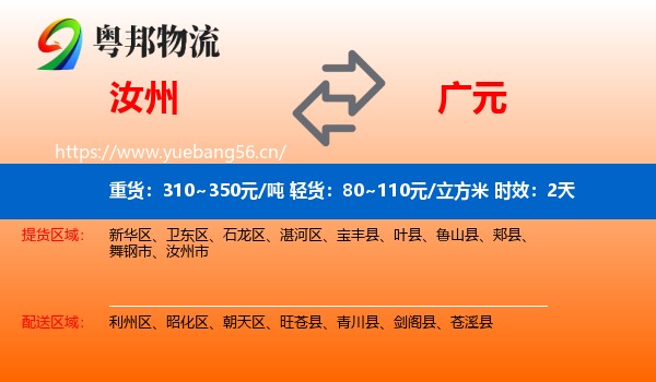 汝州到广元物流专线名片