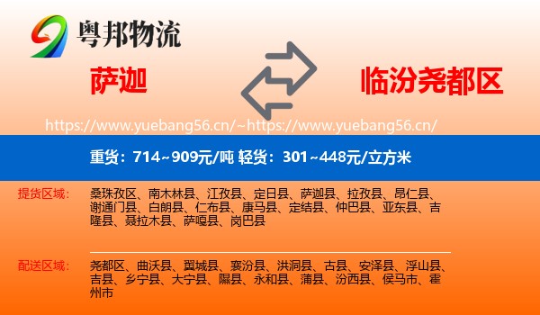 萨迦到尧都区物流