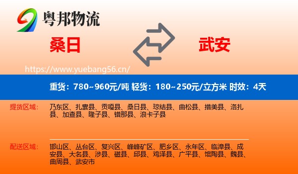 桑日到武安市物流专线名片