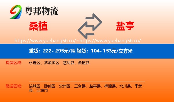 桑植到盐亭县物流