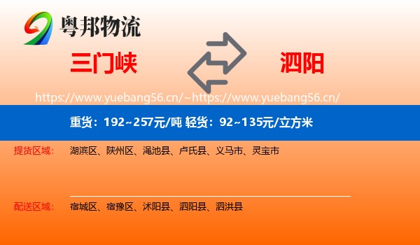 三门峡到泗阳县物流