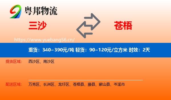 三沙到苍梧县物流专线名片