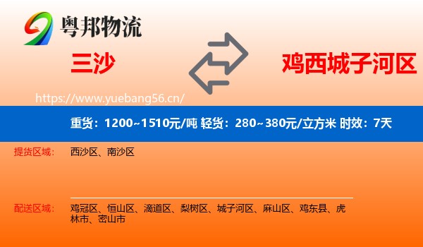 三沙到城子河区物流专线名片