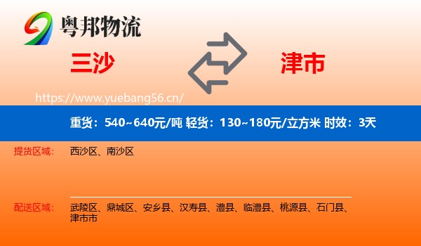 三沙到津市市物流专线名片