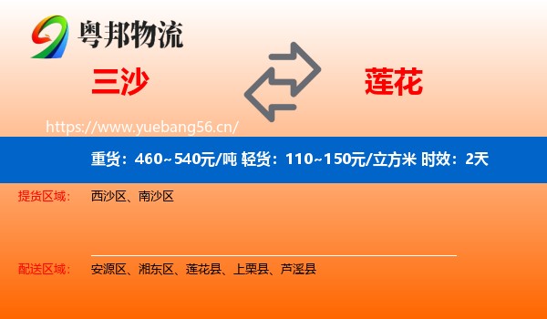 三沙到莲花县物流专线名片