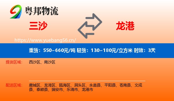 三沙到龙港市物流专线名片